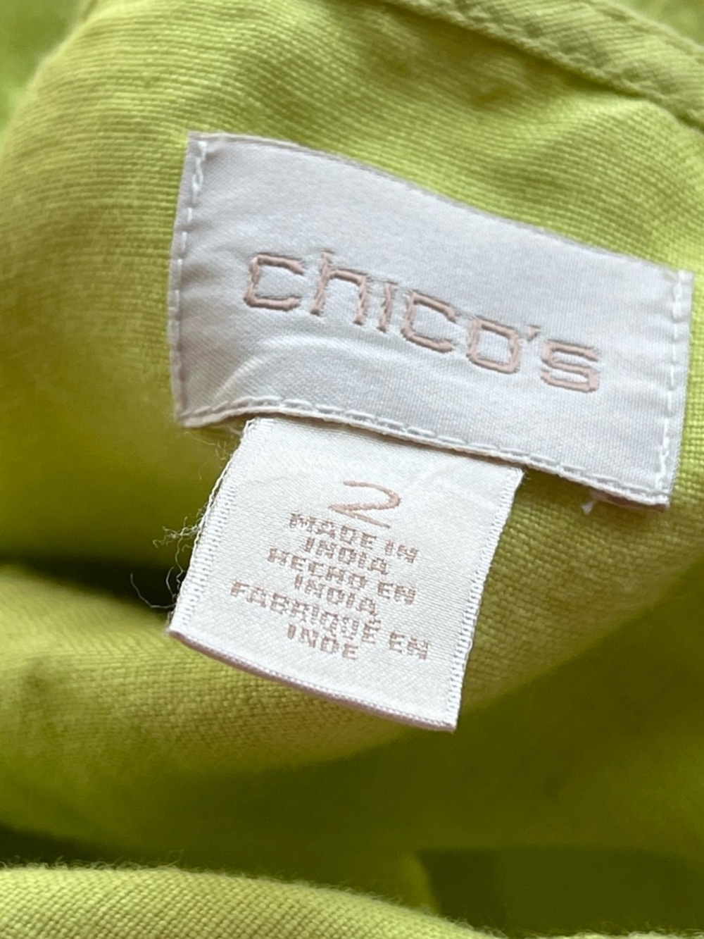 Chico's Lime Green Linen Utility Jacket - Picture 4 of 4